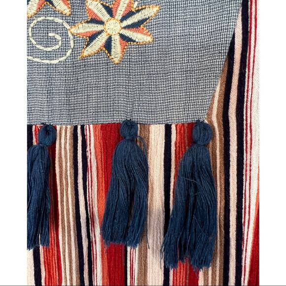 THML Embroidered Striped Maxi Dress Sz M - Picture 10 of 15